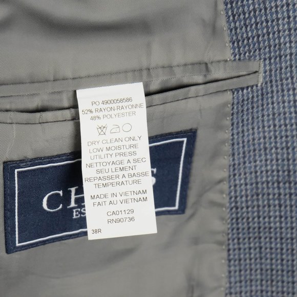 Chaps Blazer 38R Blue Geometric Two Button Double Vent Business Casual Formal - Picture 13 of 13